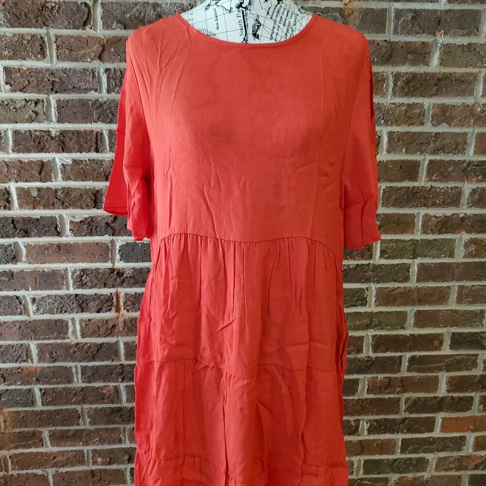 NEW Haptics -Short Ruffled Sleeve Red Dress - Size Large